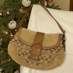Coach suede and leather hobo purse
